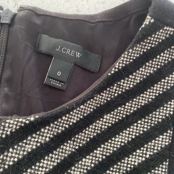 J CREW wool blend midi dress chevron stripe 0 classic work office pencil navy - Picture 3 of 7